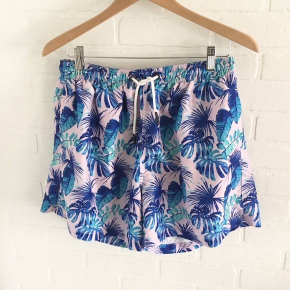 Sunset X Vine Swim Trunks Monstera print Tropical Beach Lavender Blue Aqua XL - Picture 3 of 11